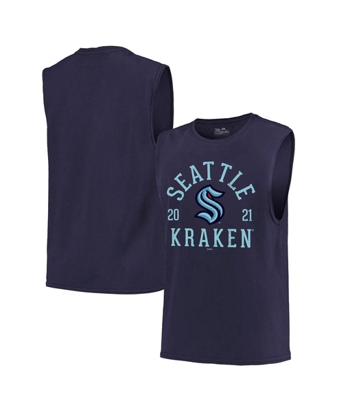 Men's Threads Deep Sea Blue Seattle Kraken Softhand Muscle Tank Top