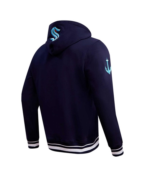 Men's Deep Sea Blue Seattle Kraken Retro Classic Fleece Pullover Hoodie