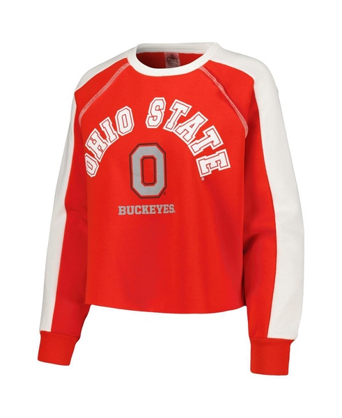 Women's Scarlet Ohio State Buckeyes Blindside Raglan Cropped Pullover Sweatshirt