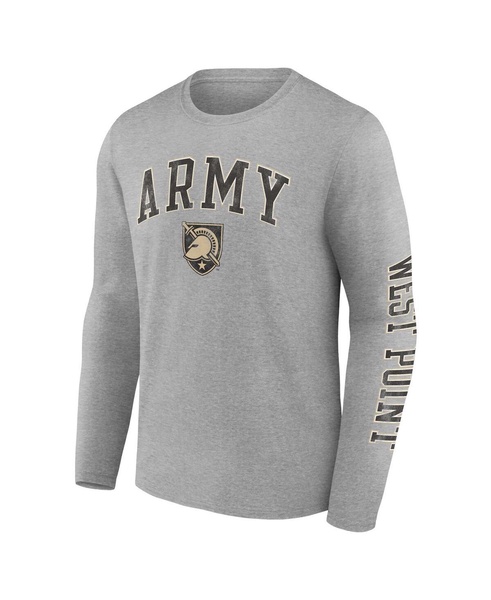 Men's Heather Gray Army Black Knights Distressed Arch Over Logo Long Sleeve T-shirt