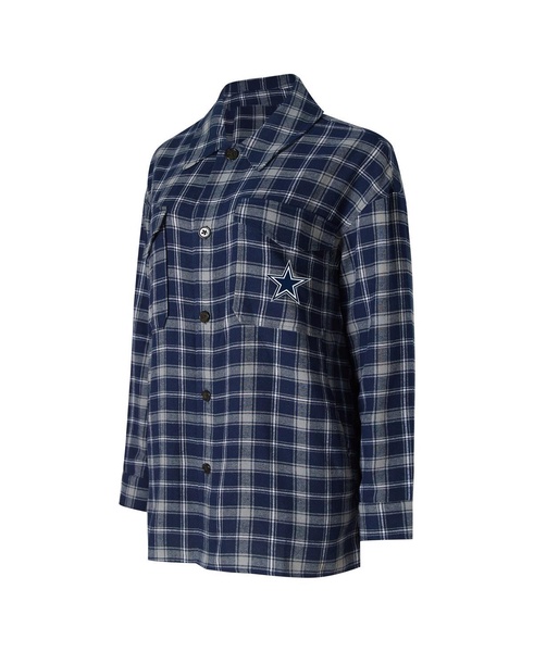 Women's Navy Dallas Cowboys Arctic Boyfriend Flannel Nightshirt