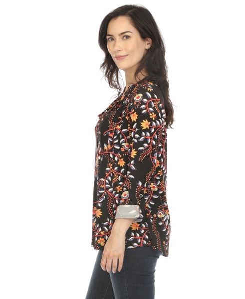 Women's Paisley Button Front Tunic Top