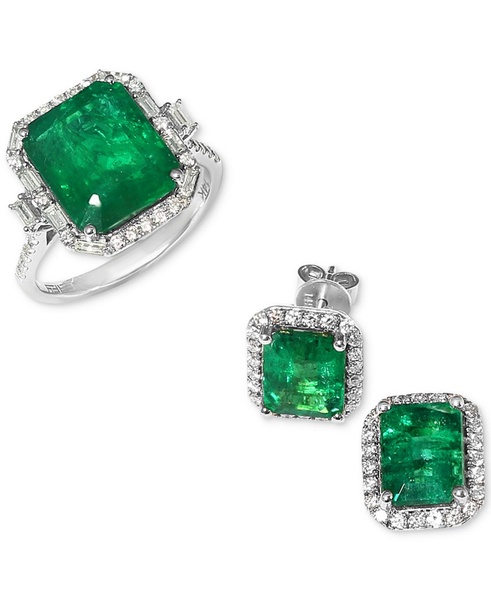 EFFY® Emerald (5-1/2 ct. t.w.) & Diamond (1/2 ct. t.w.) Statement Ring in 14k Gold or 14k White Gold