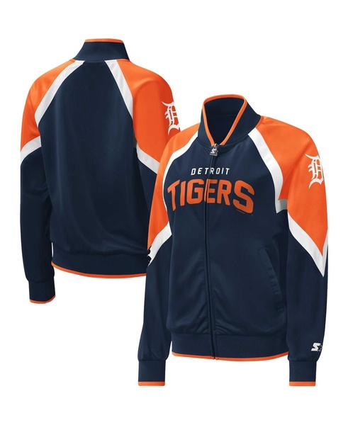 Women's Navy Detroit Tigers Touchdown Raglan Full-Zip Track Jacket