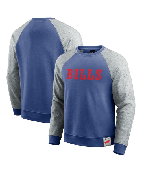 Men's Royal/Heather Gray Buffalo Bills Colorblock Pullover Sweatshirt