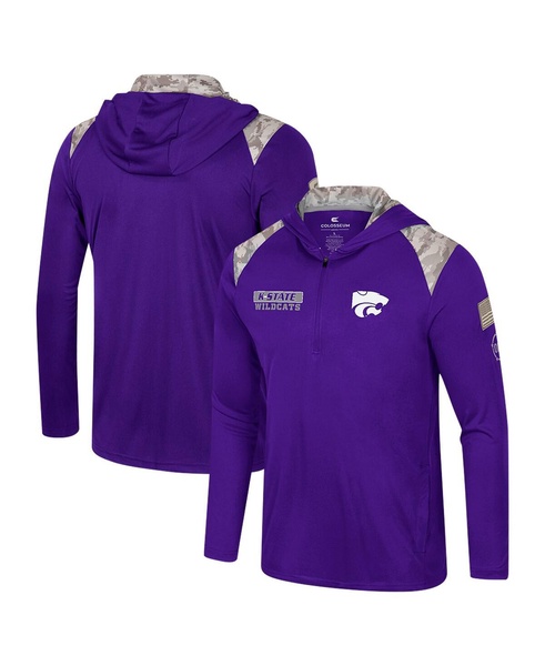 Men's Purple Kansas State Wildcats OHT Military Appreciation Quarter-Zip Hoodie Jacket