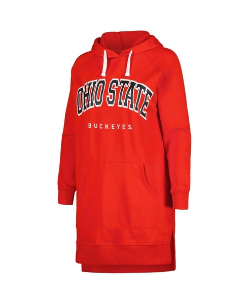 Women's Scarlet Ohio State Buckeyes Take a Knee Raglan Hooded Sweatshirt Dress