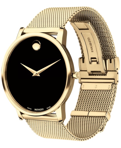 Men's Swiss Museum Gold-Tone PVD Stainless Steel Mesh Bracelet Watch 40mm