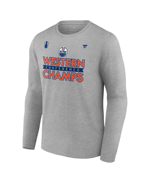 Men's Steel Edmonton Oilers 2024 Western Conference Champions Locker Room Long Sleeve T-Shirt