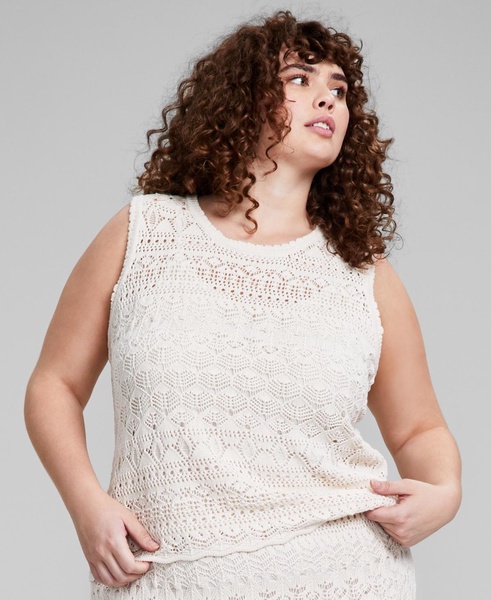 Trendy Plus Size Crochet Sleeveless Top, Created for Macy's