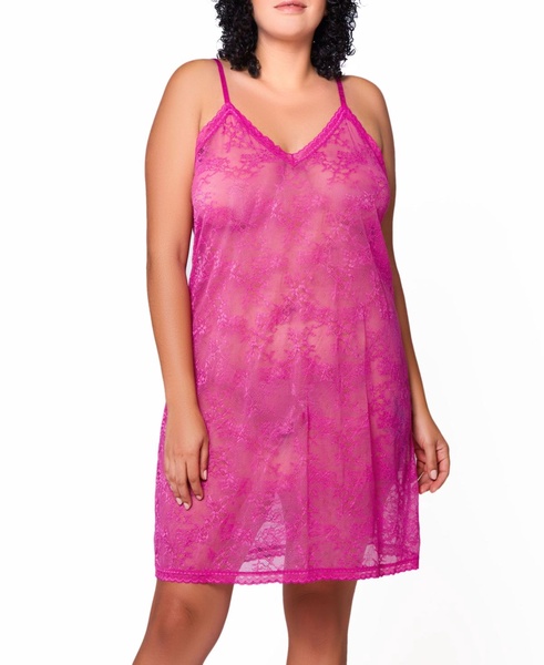 Naomi Plus Size Allover Lace Sheer Lingerie Chemise