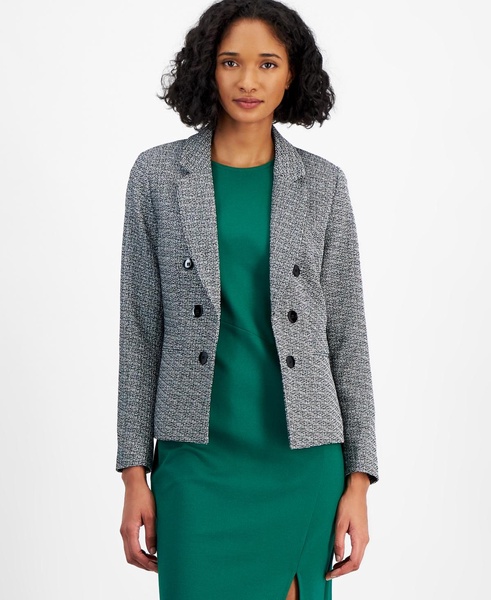 Women's Plaid Faux-Double-Breasted Blazer, Created for Macy's