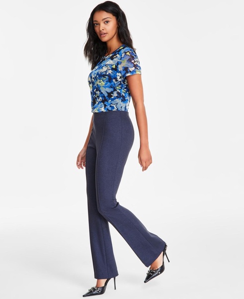 Women's High-Rise Compression-Denim Flare Pants, Exclusively at Macy's