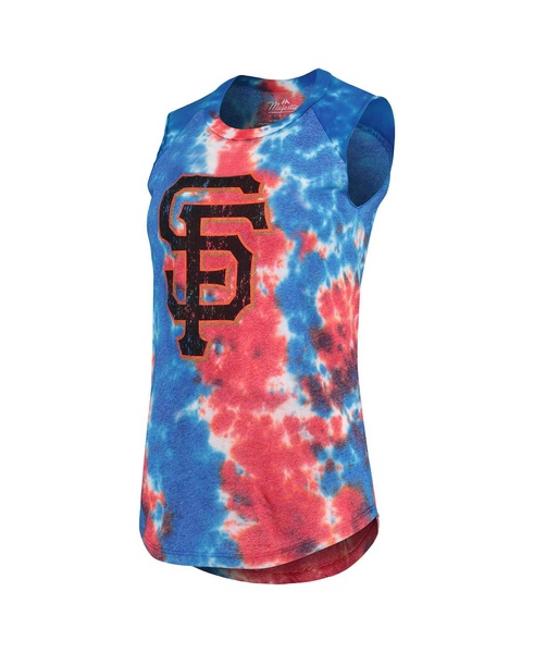 Women's Threads Red, Blue San Francisco Giants Tie-Dye Tri-Blend Muscle Tank Top