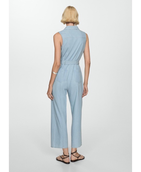 Women's Belted Denim Jumpsuit