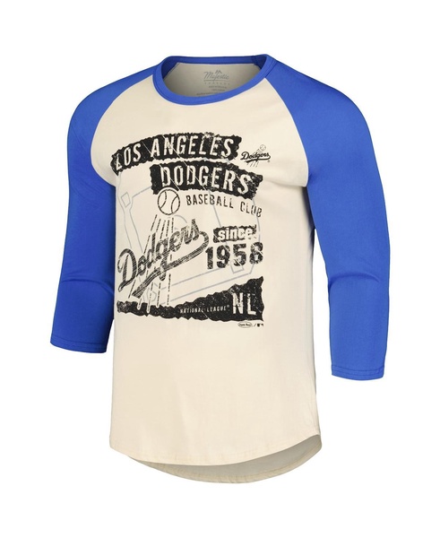 Men's Cream/Royal Los Angeles Dodgers Raglan 3/4-Sleeve T-Shirt