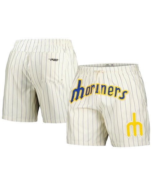 Men's Cream Seattle Mariners Pinstripe Retro Classic Woven Shorts