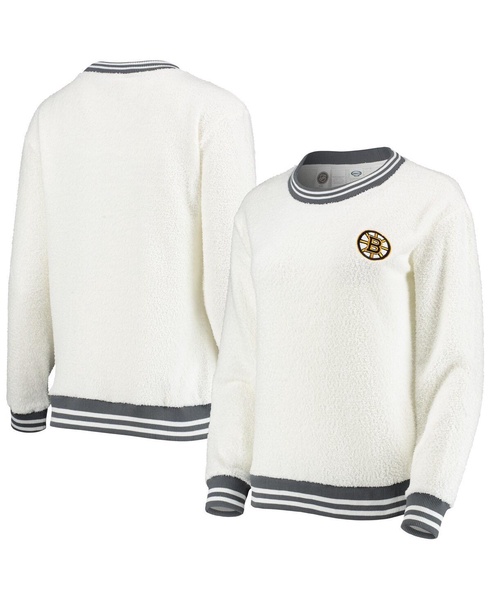 Women's Cream and Charcoal Boston Bruins Granite Sherpa Pullover Sweatshirt