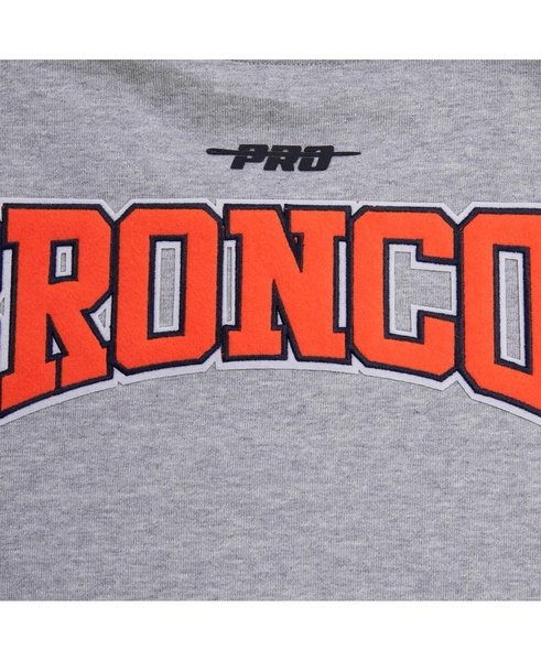 Men's Heather Gray Denver Broncos Crest Emblem Pullover Sweatshirt