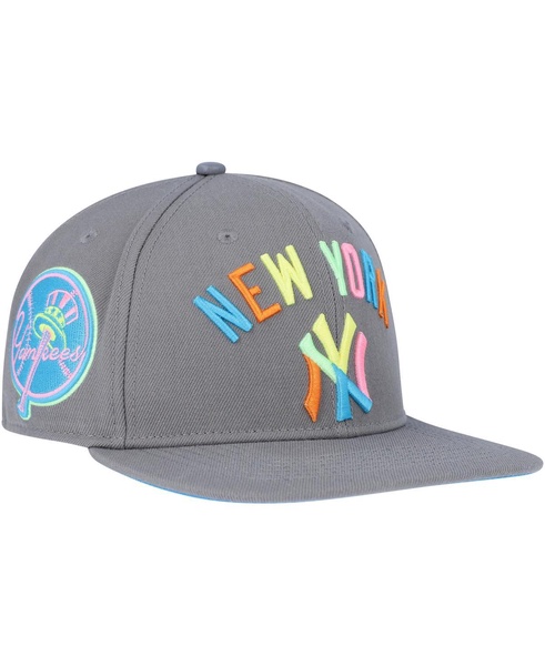 Men's Gray New York Yankees Washed Neon Snapback Hat