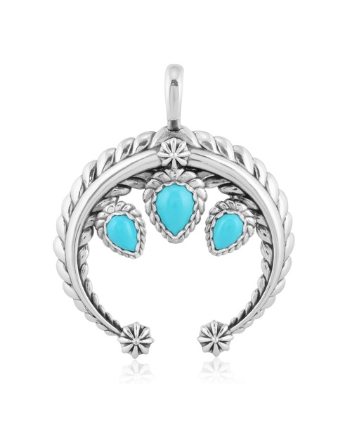 Sterling Silver and Pear Cut Blue Turquoise Gemstone Rope Naja Pendant Enhancer