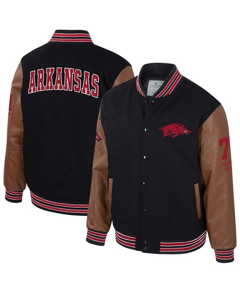 Men's Black Arkansas Razorbacks Letterman Full-Snap Varsity Jacket