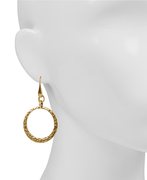 Gold-Tone Hammered Drop Hoop Earrings