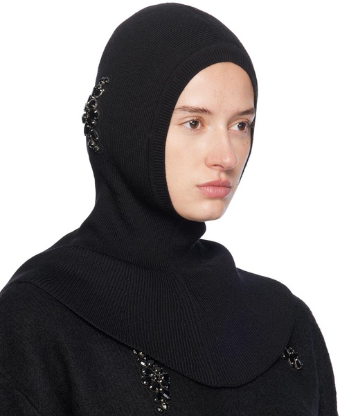 Black Embellished Pointed Balaclava