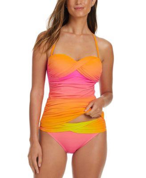 Women's Beat The Heat Twist-Front Bandini Top & Sarong Hipster Bottoms