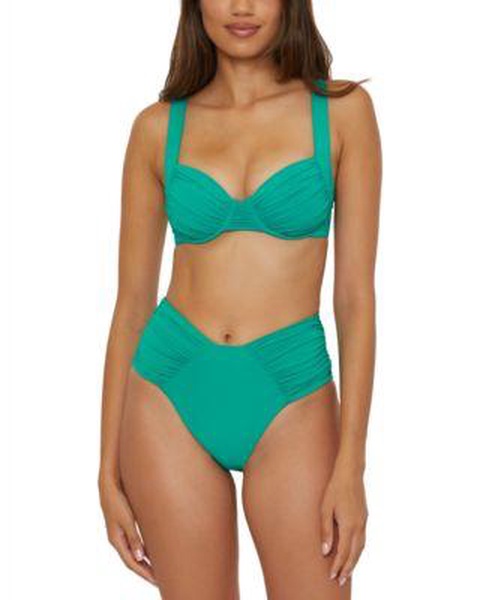 Women's Ruched Underwire Bikini Top & High-Waist Bottoms