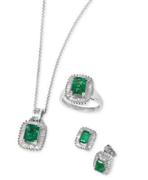 Brasilica by EFFY® Emerald and Diamond Earrings, Ring & Necklace in 14k Gold