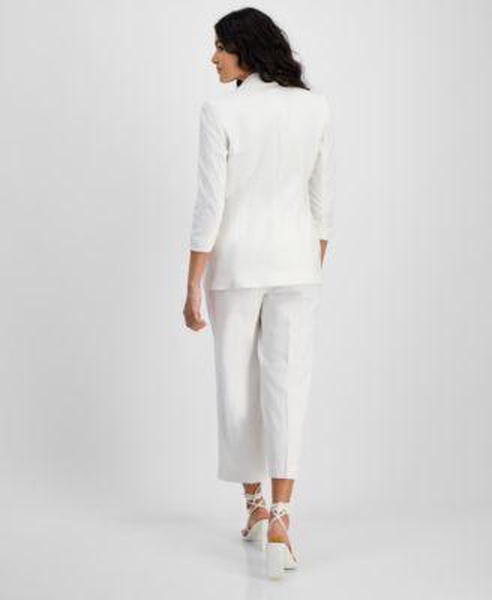 Women's Faux Double-Breasted Jacket, Satin Bow Blouse & Pull-On Pants, Created for Macy's