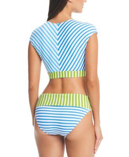 Women's Tie-Front Cap-Sleeve Bikini Top & Foldover Bottoms