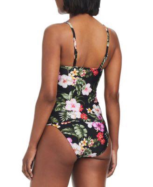 Women's Printed Twist-Front Shirred Tankini Top &Floral-Print Side-Tab Hipster Bottoms, Created for Macy's