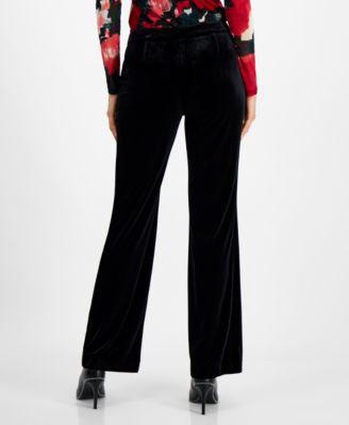 Women's Printed Twist-Neck Long-Sleeve Mesh Top & High Rise Straight-Leg Pants, Created for Macy's