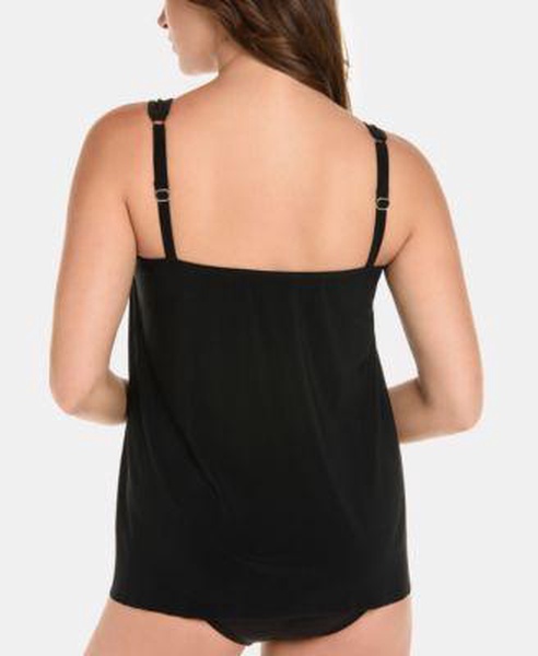 Draped Tankini Top & High-Waist Bottoms