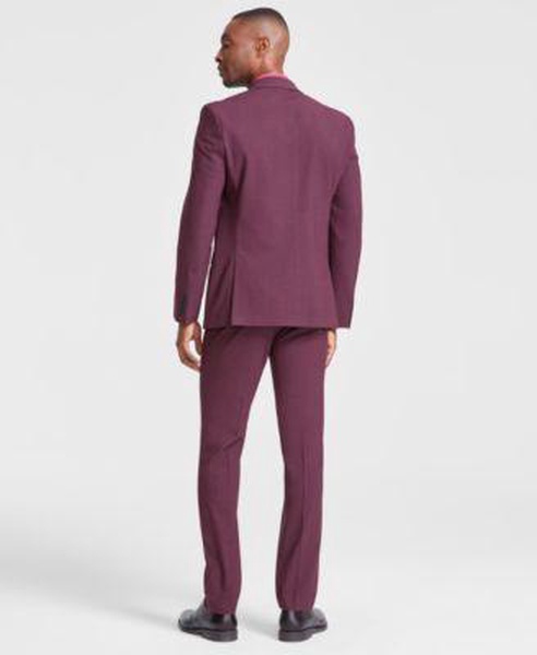 Men's Skinny-Fit Burgundy Wool Blend Suit, Created for Macy's