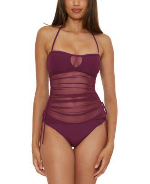 Women's Muse Mixed-Media Bandeau Tankini Top & Side-Ruched Bikini Bottoms