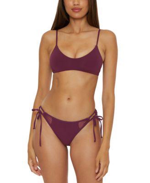 Women's Muse Mesh-Overlay Multi-Way Bralette Bikini Top & Mesh-Inset Side-Tie Bottoms