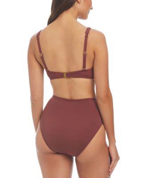 Women's Ring-Strap Draped Bikini Top & Ring-Front High-Waisted Bottoms