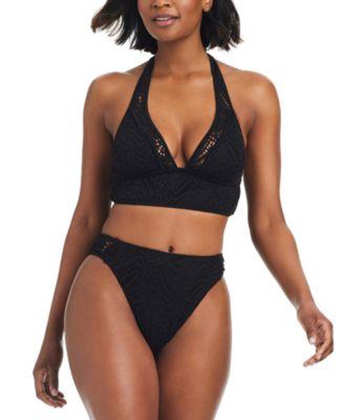 Women's Longline Halter Bra Bikini Top & High-Waist Bottoms, Created for Macy's