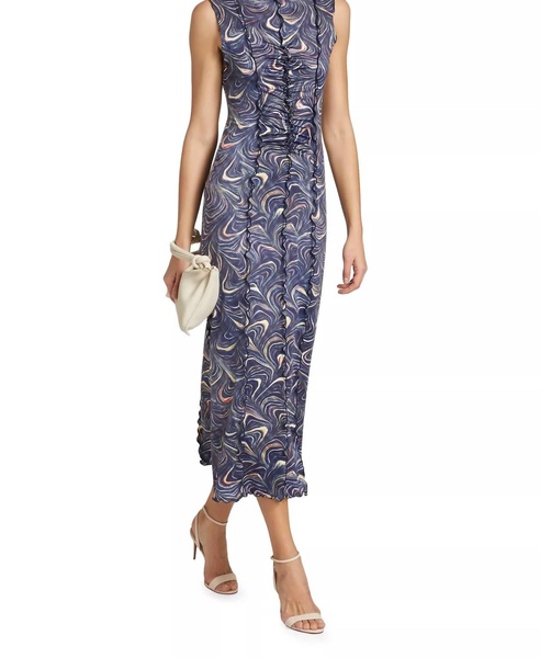 amara marble print dress in navy