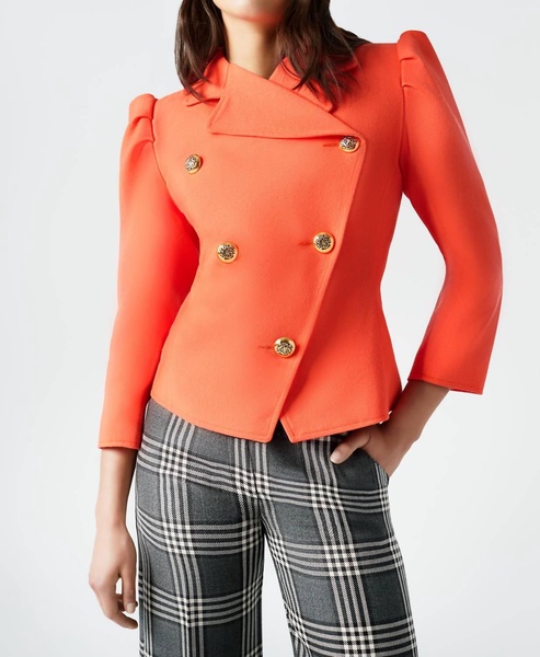 db box pleat jacket neon coral in orange