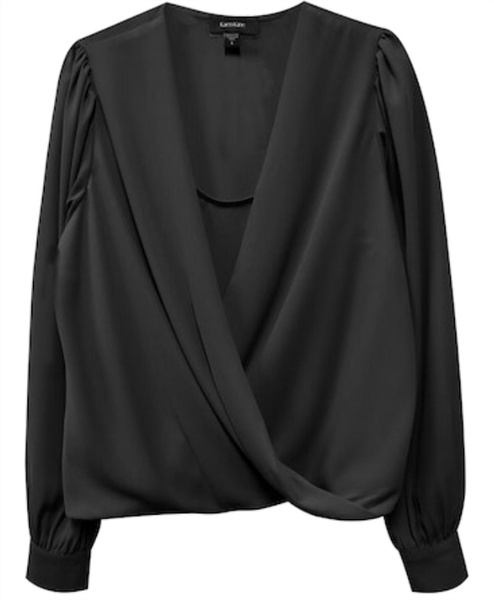 drape front top in black