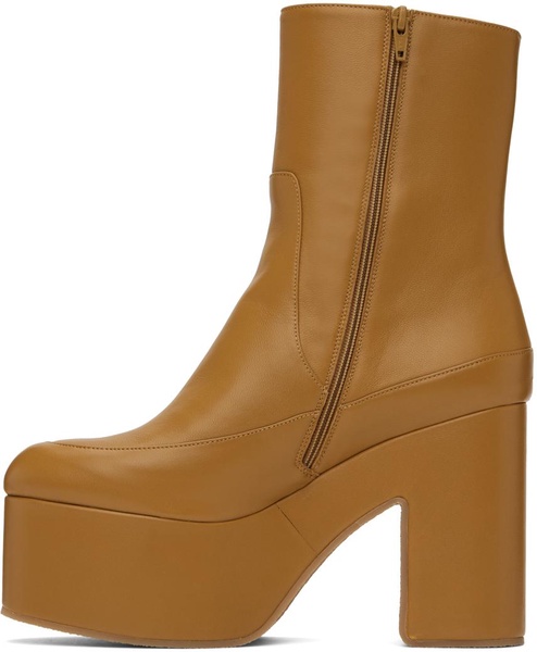 Yellow Heeled Leather Boots