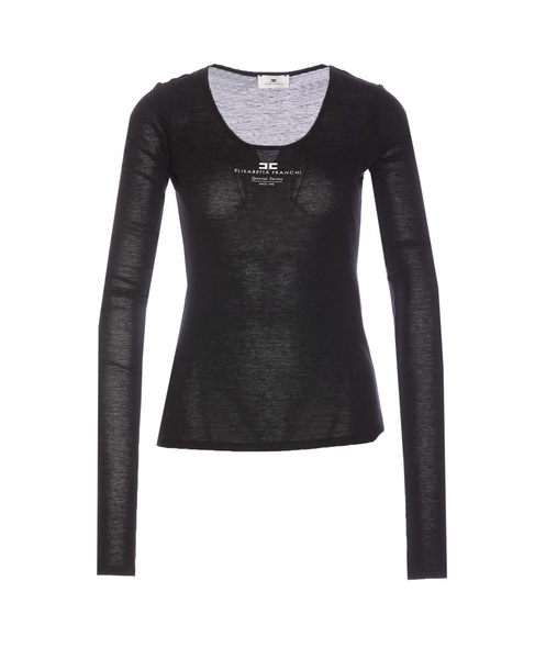 Elisabetta Franchi Logo Printed Jersey Top