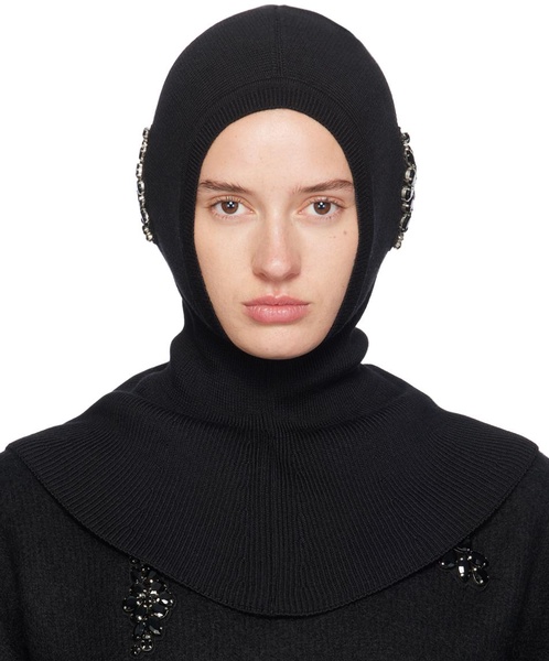 Black Embellished Pointed Balaclava