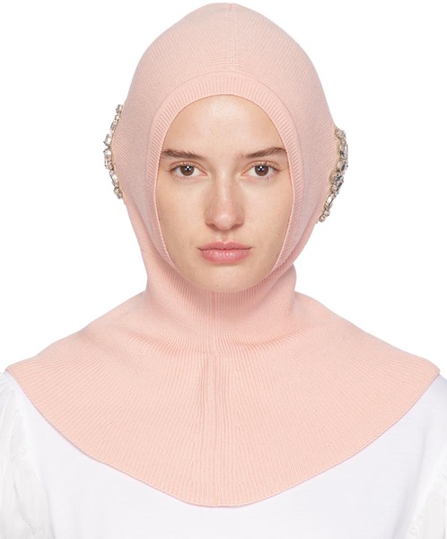 Pink Embellished Pointed Balaclava