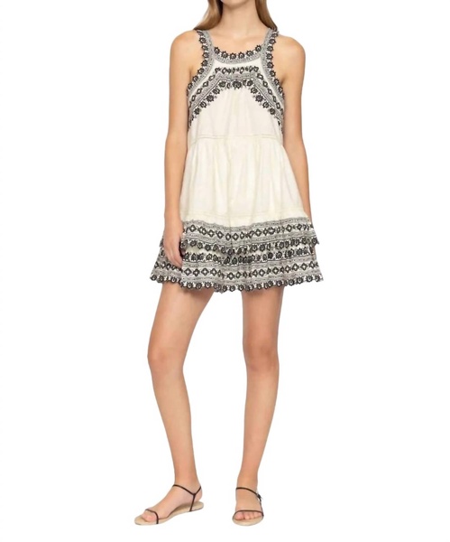 amina embroidery tank dress in cream