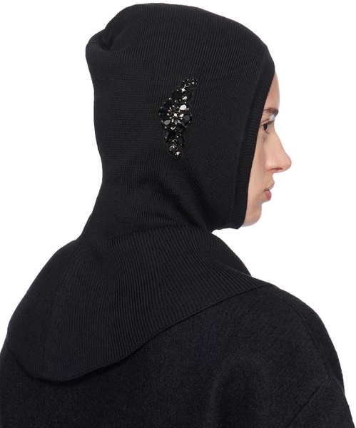 Black Embellished Pointed Balaclava